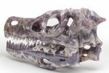 Polished Chevron Amethyst Dinosaur Crystal Skull - Ferocious! #218499-5